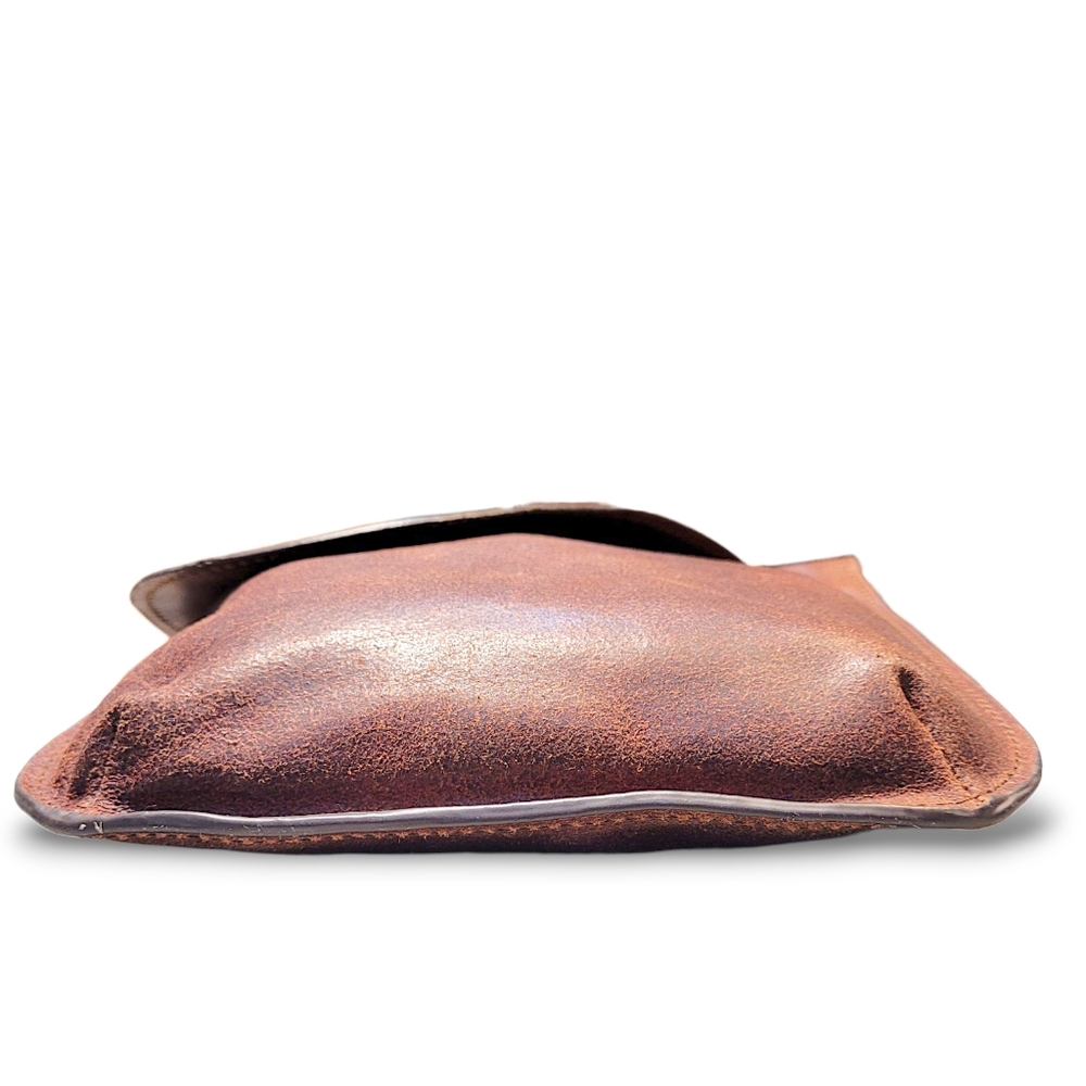 Men's Brown Leather Slim Saddle Crossbody Bag - Picture 5 of 10